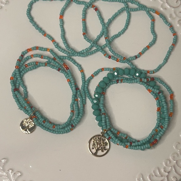 Turquoise Boho Multilayer Stackable Bracelets - Picture 2 of 9